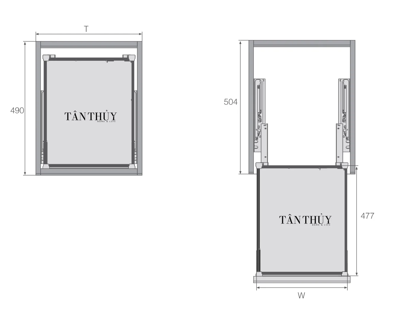 Kich thuoc khoang tu va Ke Gia Vi Da Nang Tich Hop Den LED SHLBL TL